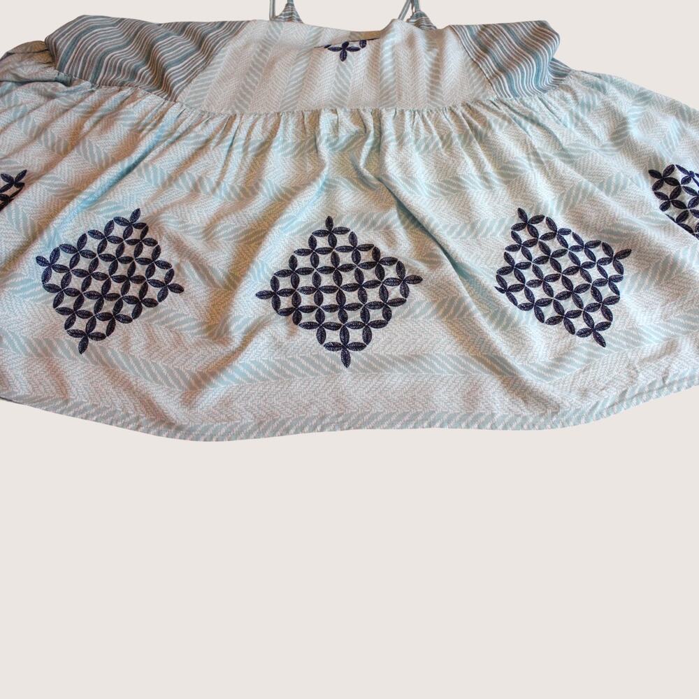 Embroidered Tiered Cover-up Maxi Dress Boho Sundress Seafoam Green & Blue Large - Picture 8 of 12